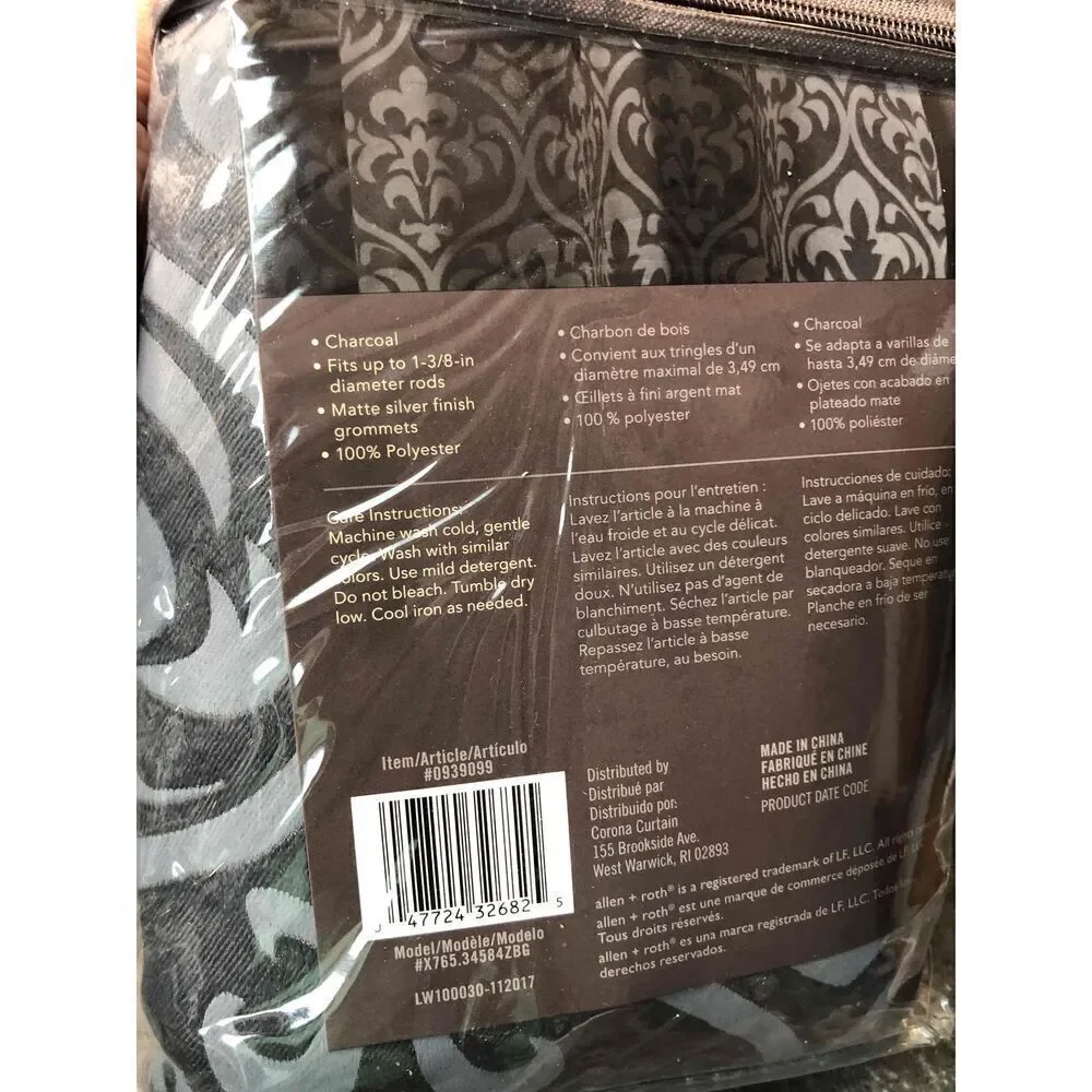 NWT  Allen + Roth Teal Fleur-De-Lis Blackout Grommet Top Panel 50X84 3 available